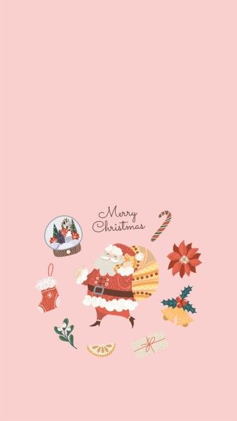 christmas, holiday, greeting, Pink Illustration Santa Claus Mobile Wallpaper Template