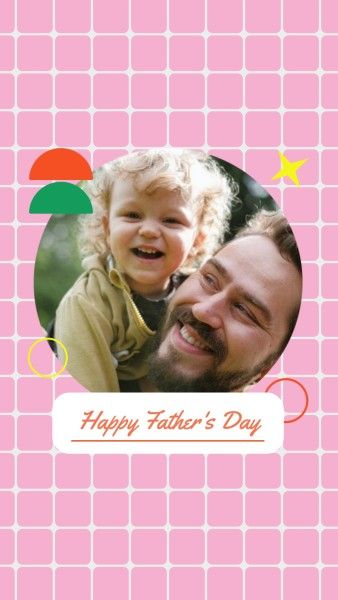 dad, family, kid, Pink Cute Sweet Father's Day Greeting Instagram Story Template