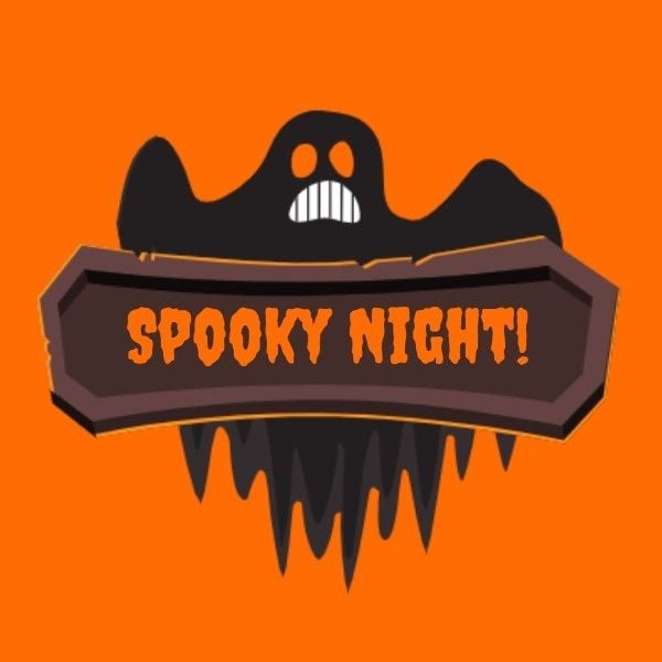 Orange Ghost Spooky Night Instagram Post