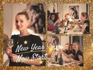 Gold Black New Year Dinner Photo Collage Photo Collage 4:3