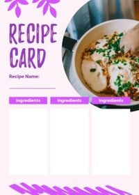 skill, life, food, Purple Cook With Me Recipe Card Template