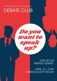 school, students, man, Red Debate Club Tournament Poster Template