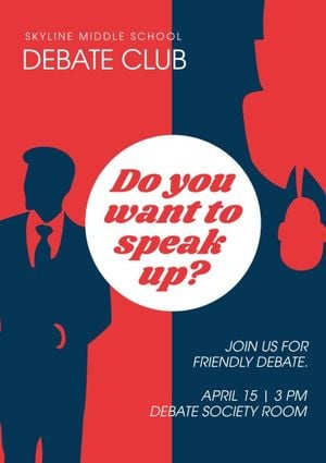 school, students, man, Red Debate Club Tournament Poster Template