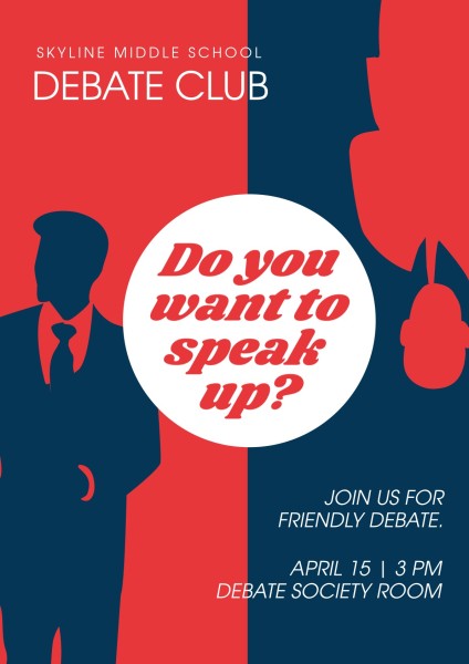 Red Debate Club Tournament Poster