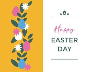 greeting, celebration, celebrate, White And Orange Geometric Happy Easter Day Facebook Post Template