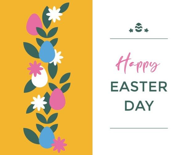 greeting, celebration, celebrate, White And Orange Geometric Happy Easter Day Facebook Post Template