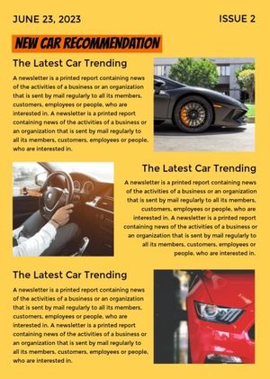 guidance, car guide, new car trending, Yellow Car News Newsletter Template