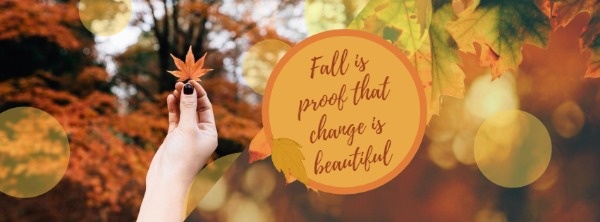 黄色の秋の葉の引用 Facebookカバー
