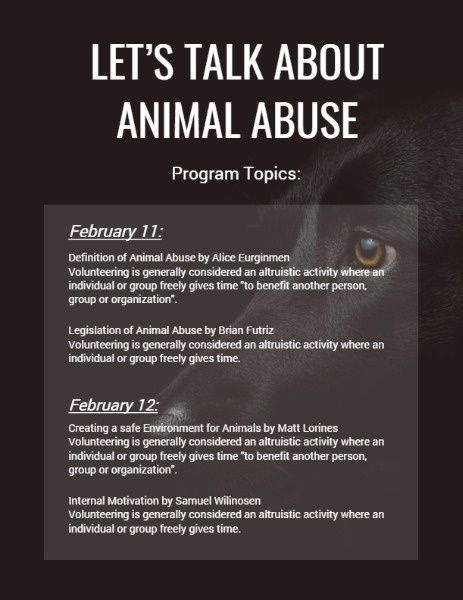 dog, animal protection, protection, Black Fight Animal Abuse Program Template