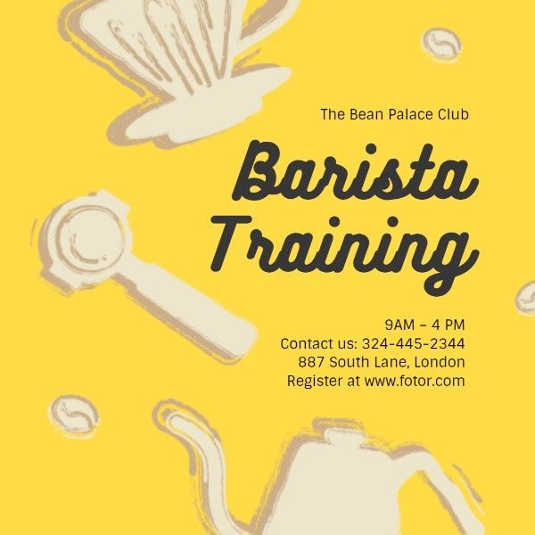course, bakery, food, Barista Training Instagram Post Template