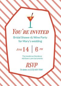 bridal shower, bachelor party, gentlemen night, Pink Cocktail Wedding Invitation Template