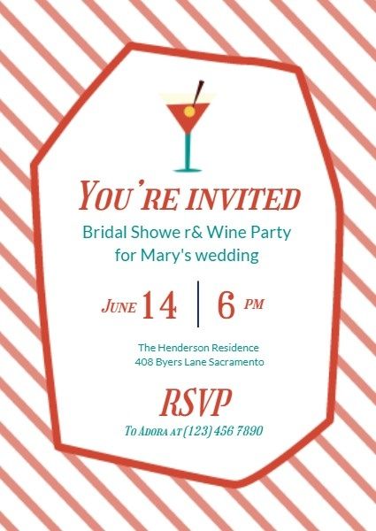 Pink Cocktail Wedding Invitation Invitation