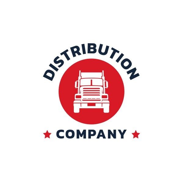 赤と黒のトラック輸送配送サービス ロゴ