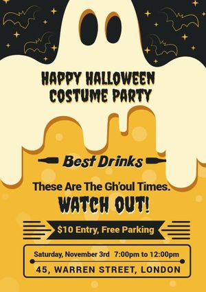 free, holiday, life, Happy Halloween Costume Party Poster Template