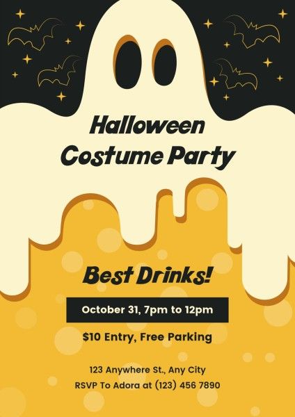 holiday, celebration, drinks, Happy Halloween Costume Party Poster Template