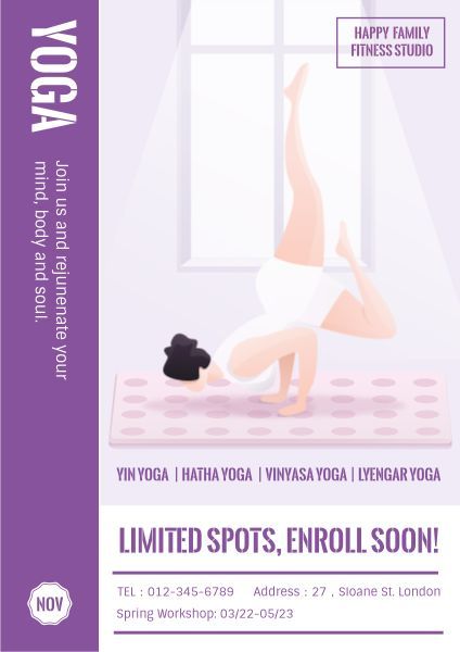 form, female, weight loss, Yoga Class Poster Template