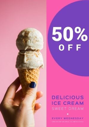 promotion, discount, advertisement, Pink Ice Cream Sales Flyer Template