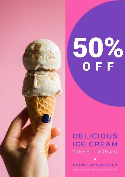 promotion, discount, advertisement, Pink Ice Cream Sales Flyer Template