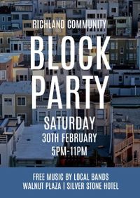 street, house, community, Blue Block Party Poster Template