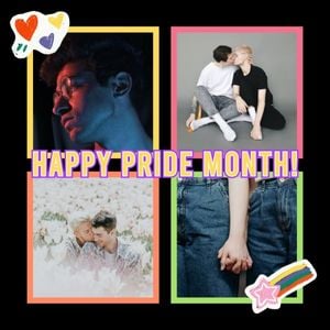 couple, lgbt, love, Black Happy Pride Month Photo Collage (Square) Template