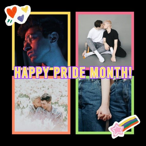 Black Happy Pride Month Photo Collage (Square)