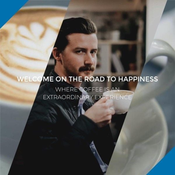 beverages, brand building, cafe, Blue Coffee Drink Branding  Instagram Post Template