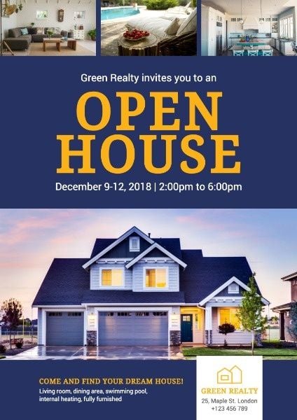 house visits, openhouses, housing agencies, Open House Poster Template