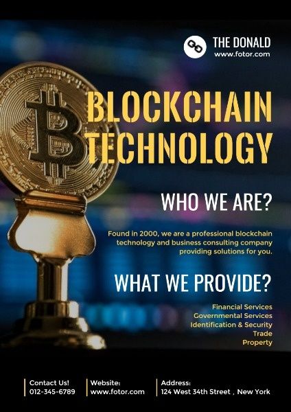 services, bitcoin, web, Internet Financial Blockchain Technology Poster Template