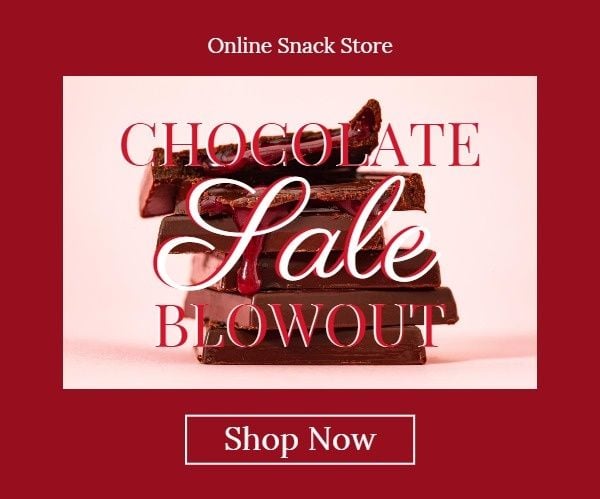 discount, food, business, Red Chocolate Online Sale Banner Ads Large Rectangle Template