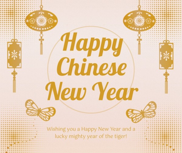 Gold Happy Chinese New Year Facebook Post