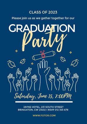 graduate, graduation season, graduation ceremony, Blue Graduation Party Invitation Template
