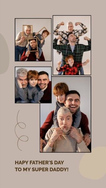 dad, family, love, Brown Beige Simple Father's Day Collage Photo Collage 9:16 Template