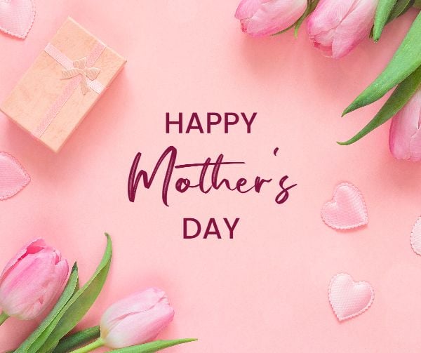 mothers day, mother day, greeting, Pink Simple Elegant Happy Mother's Day Facebook Post Template