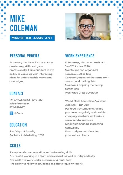 Marketing Assistant Gradient Resume Resume