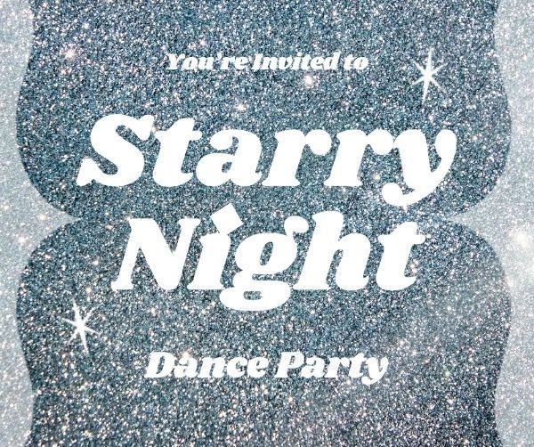 starry night, event, celebration, Silver Dance Party Invitation Facebook Post Template
