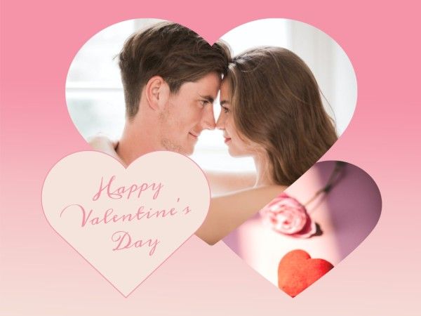 valentines day, romantic, heart, Pink Love Couple Valentine Collage Photo Collage 4:3 Template