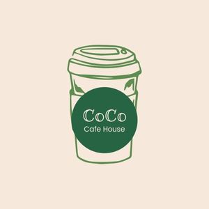 cafe, drinks, cup, Green Coffee House Logo Template