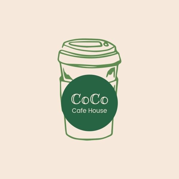 cafe, drinks, cup, Green Coffee House Logo Logo Template
