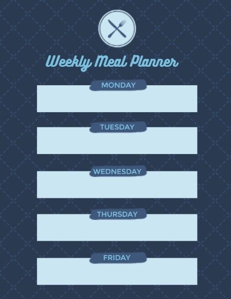 monthly menu, food&drink, catering, Weekly Meal Planner Menu Template