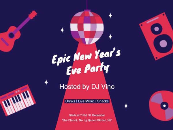 Music new year eve party Card