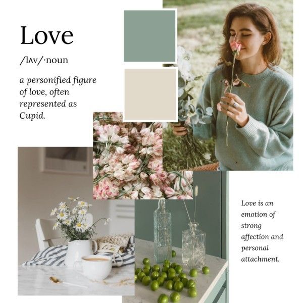 Green Self  Love Flower Collage Photo Collage (Square)