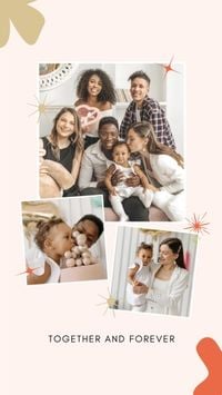 happy, love, party, Pastel Pink Simple Family Collage Photo Collage 9:16 Template