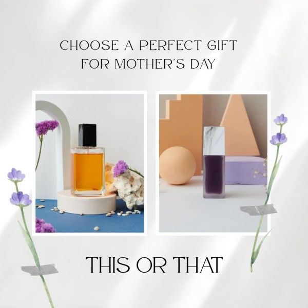 mothers day, mother day, comparison, Gray Simple This Or That Mother's Day Gift Idea Instagram Post Template