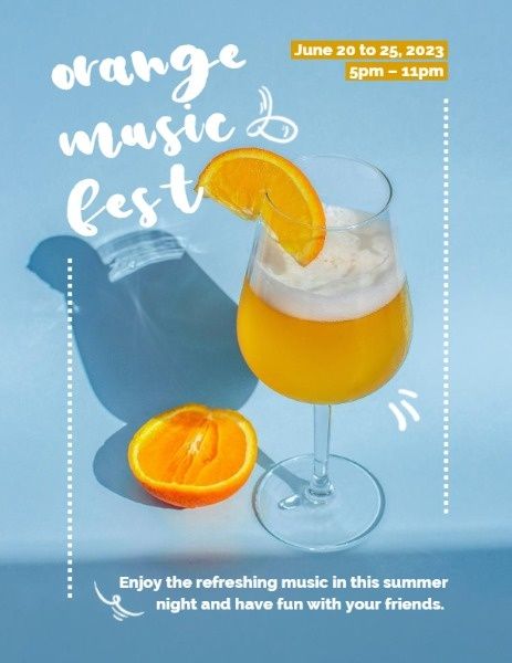 juice, cool, drink, Blue Summer Music Orange Festival Program Template