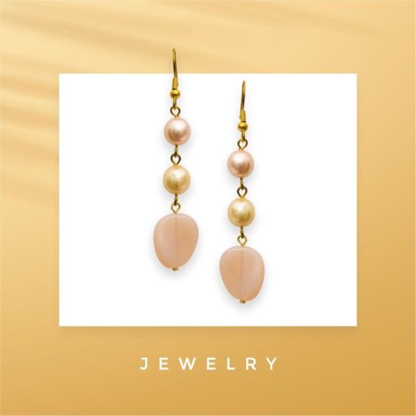 jewelry, image cutout, minimal, Gold Elegant Earings Product Photo Template