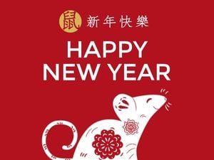Red Happy The Year Of Rat Card