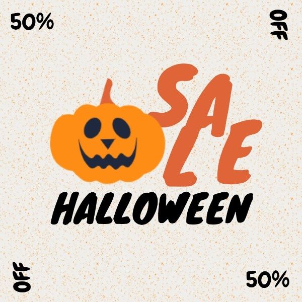 Simple White Pumpkin Halloween Sale Instagram Post