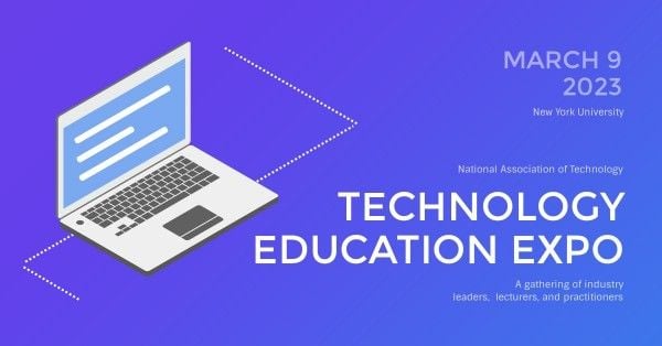 蓝色计算机技术教育博览会脸谱活动封面 Facebook活动封面