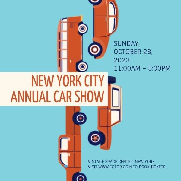 cars, organization, notice, Annual Car Show Instagram Post Template