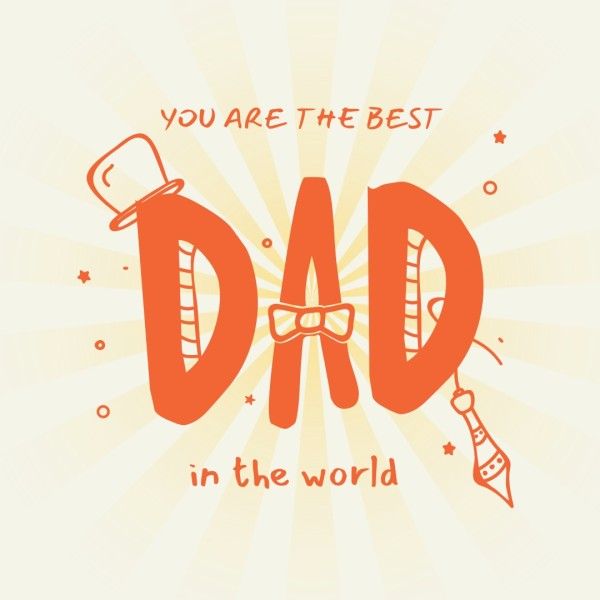 dad, greeting, celebrate, Orange Cartoon Hand Drawn Father's Day Instagram Post Template